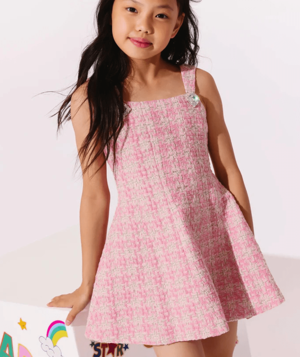 Tween Serena Dress in Pink Tweed - CAKEWISH
