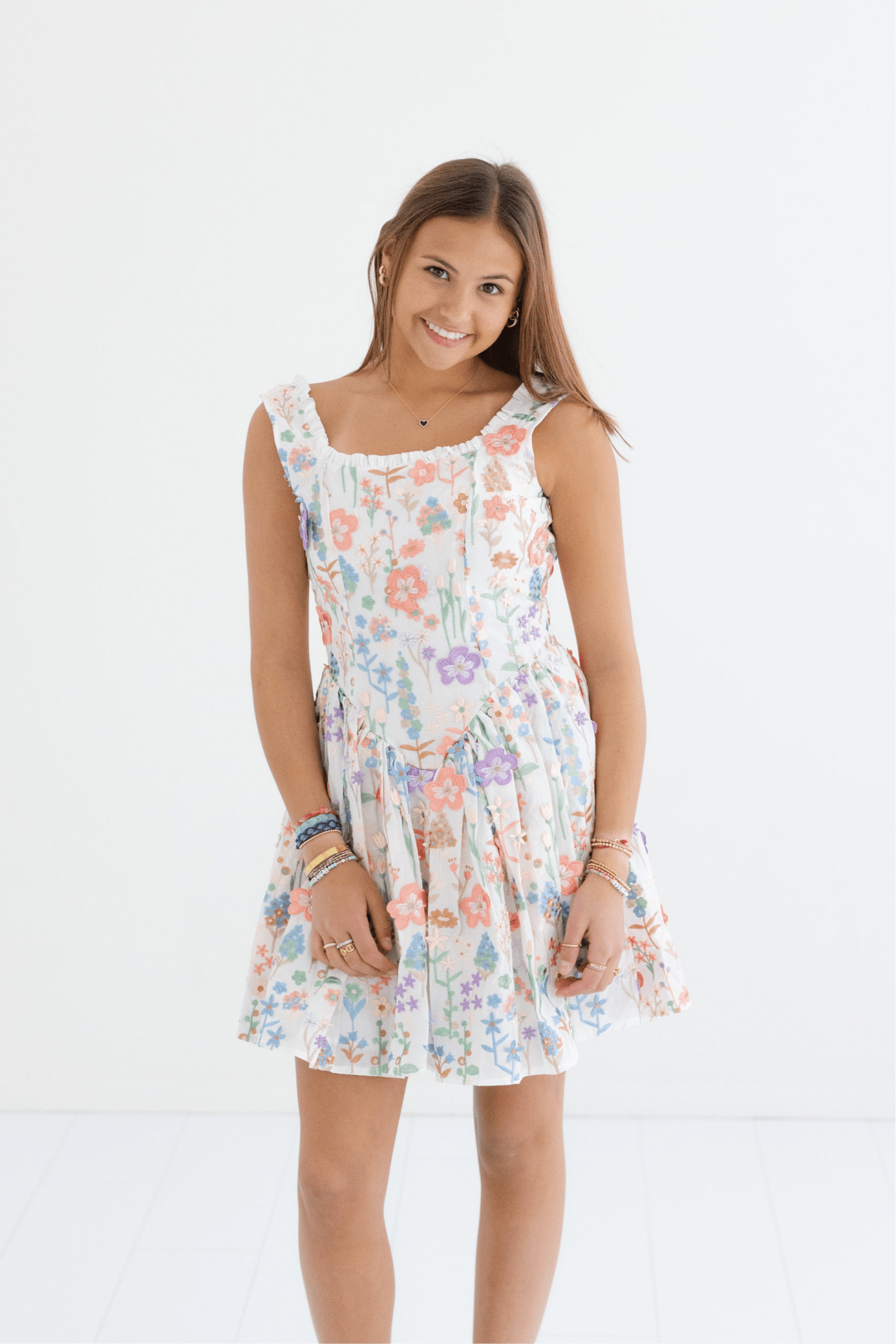 Tween Serena Embroidered Mini Dress - CAKEWISH