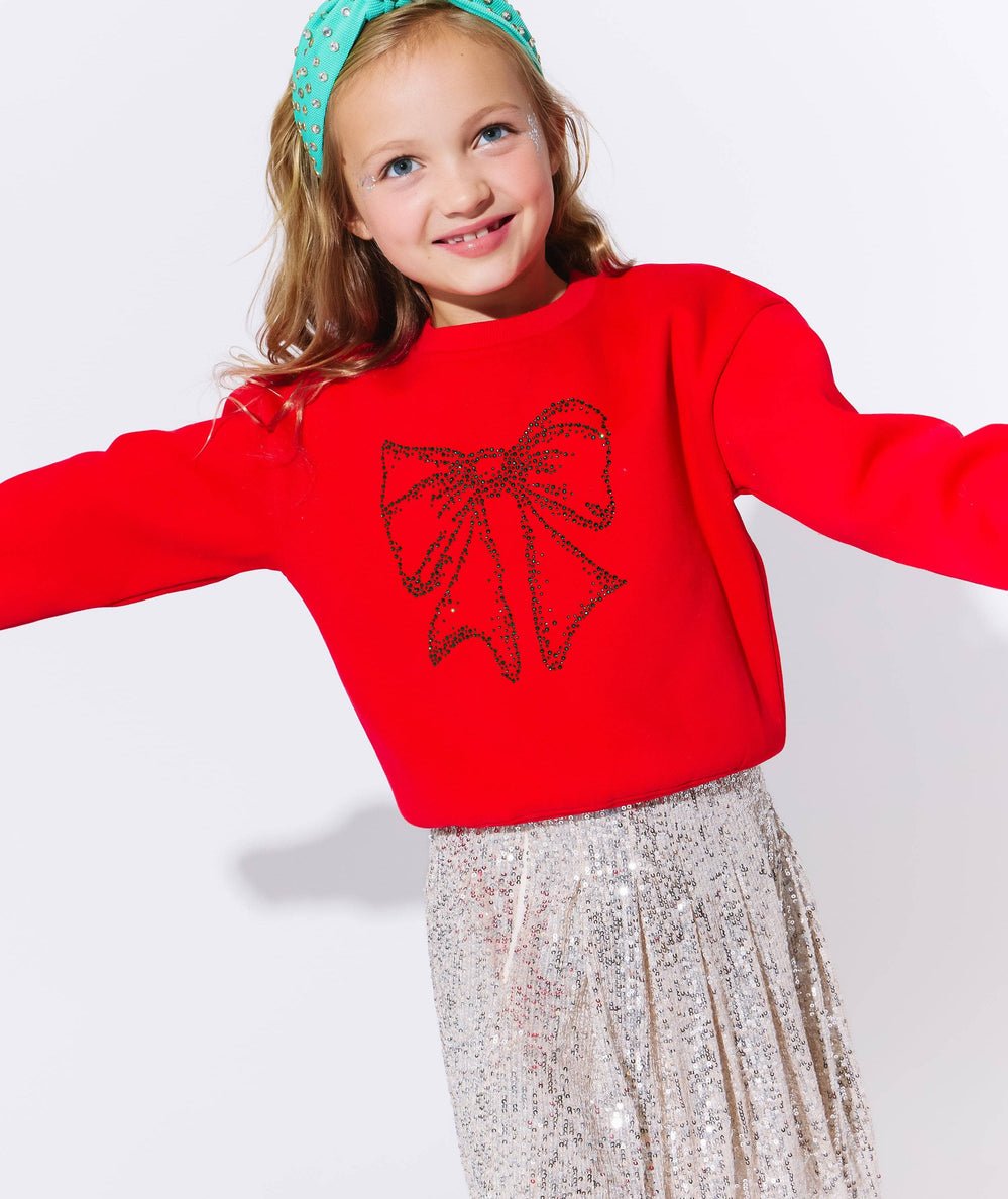 Tween Shimmer Bow Sweatshirt - CAKEWISH