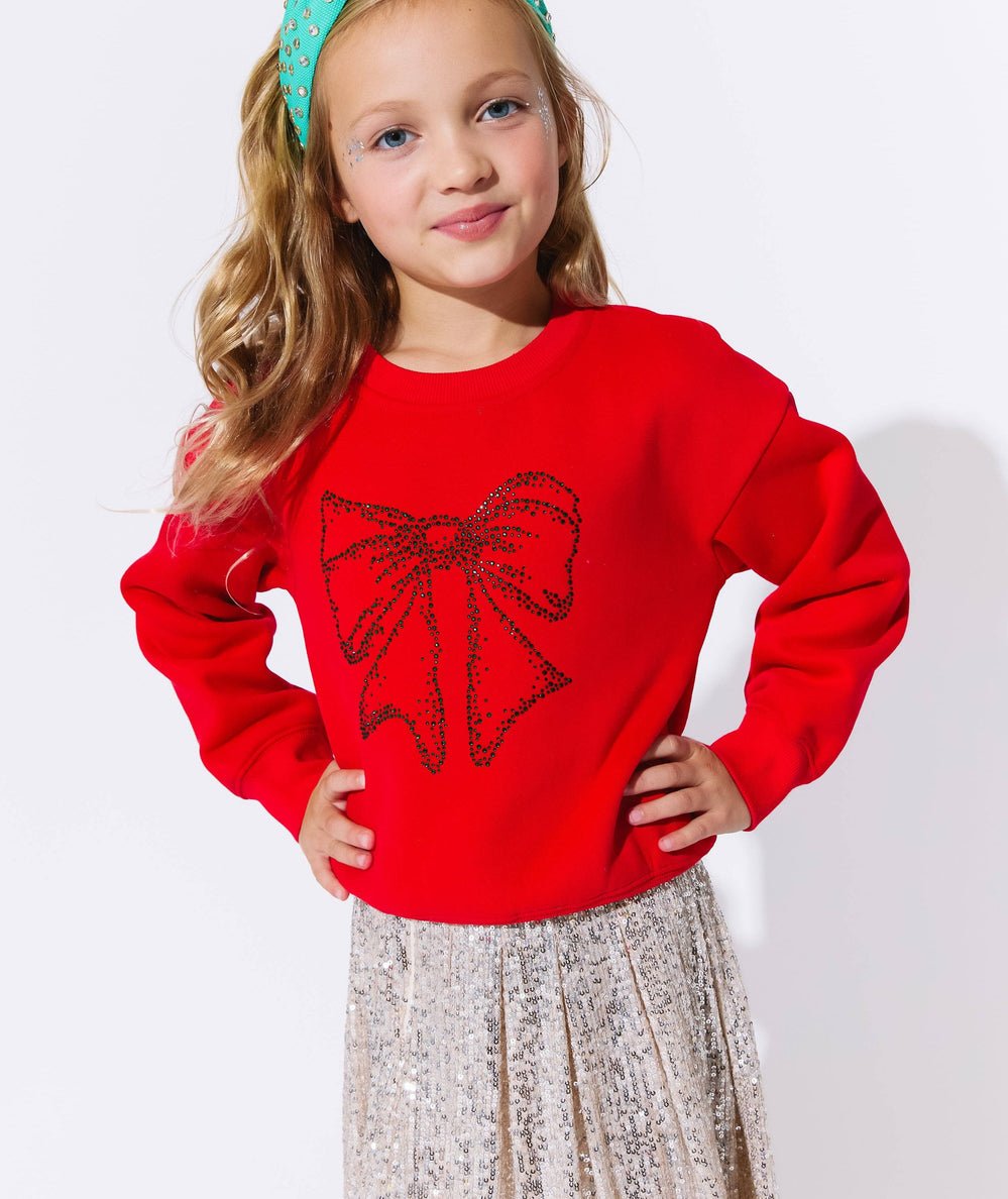 Tween Shimmer Bow Sweatshirt - CAKEWISH
