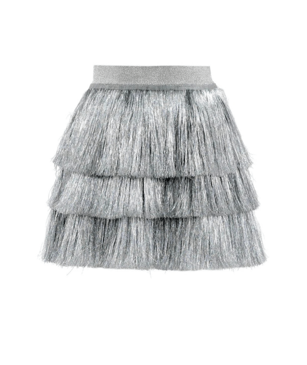 Tween Silver Shimmer Tinsel Party Skirt - CAKEWISH