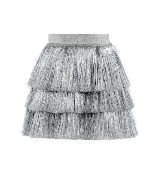 Tween Silver Shimmer Tinsel Party Skirt - CAKEWISH