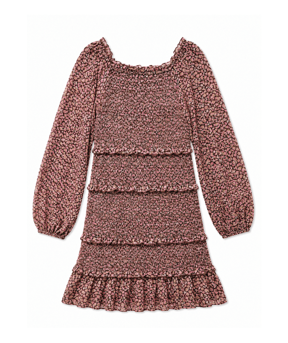 Tween Smocked Long Sleeve Floral Dress - CAKEWISH