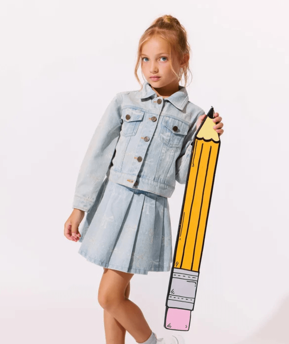 Tween Sparkle Bows Denim Jacket - CAKEWISH