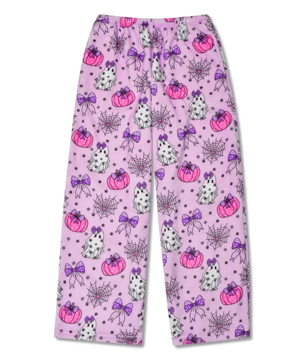 Iscream Tween Spooky Season Plush Lounge Pants with ghosts and pink pumpkins - CAKEWISH