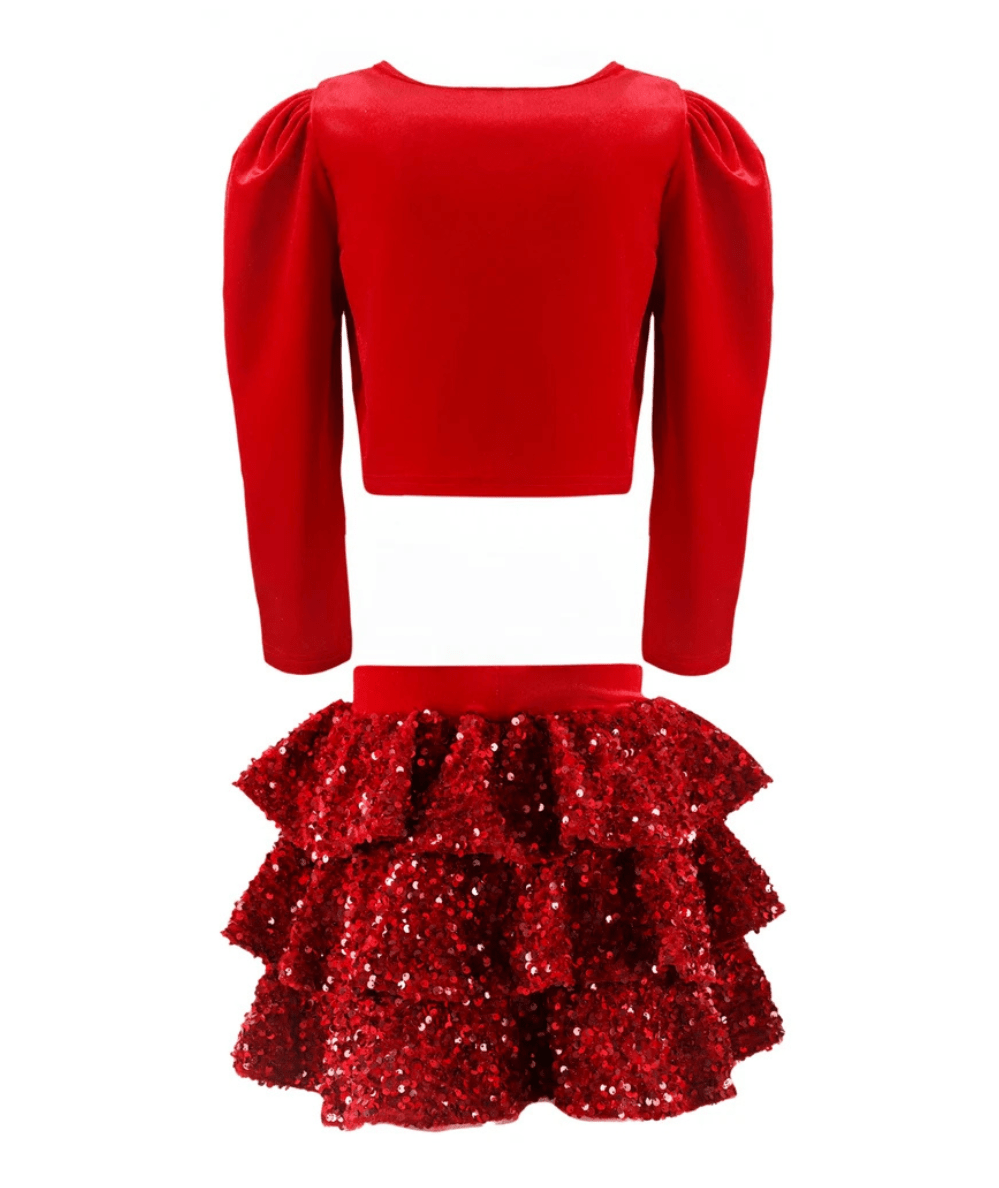 Tween Stardust Velvet Party Set in Red - CAKEWISH