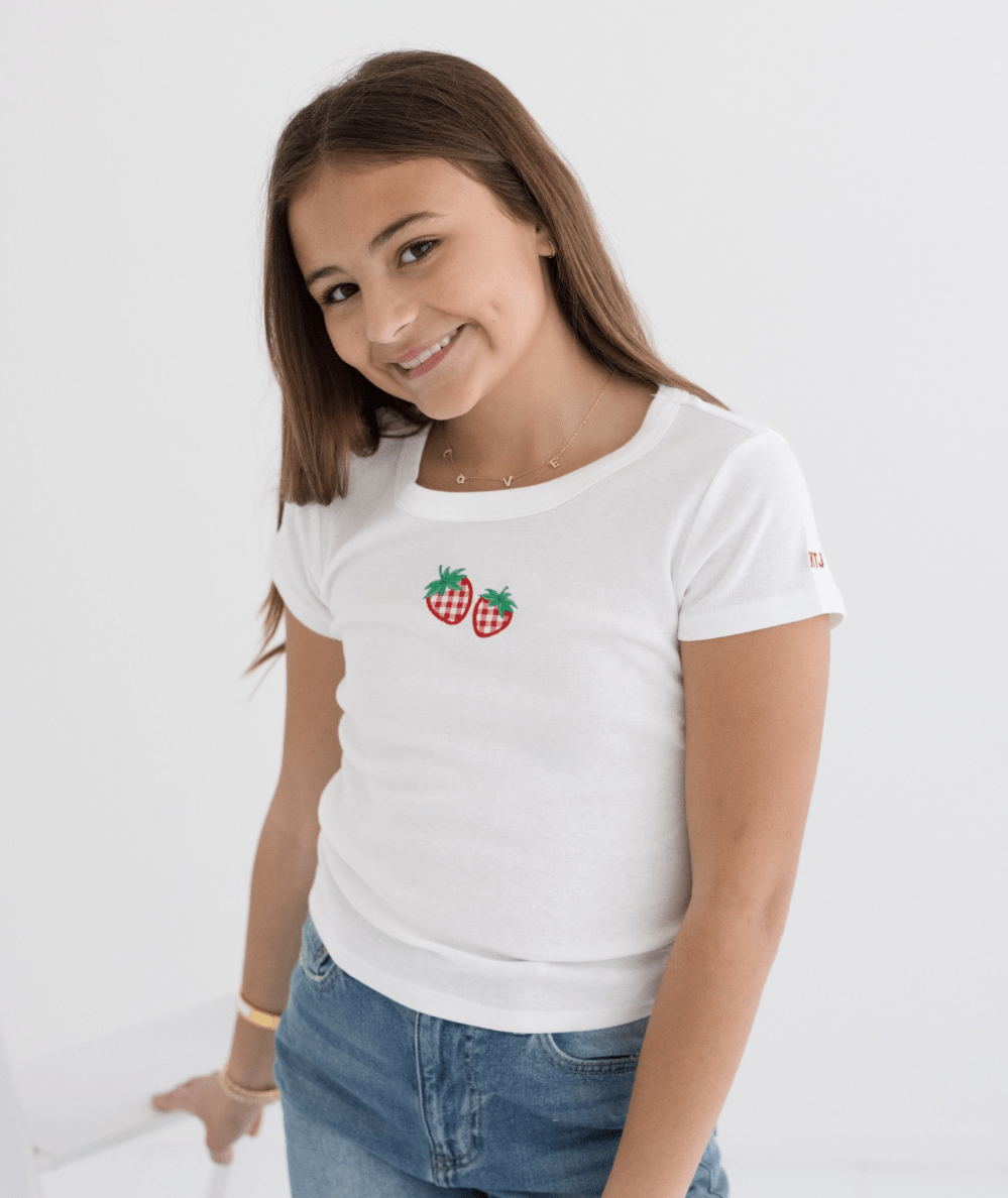 Tween Strawberry Gingham Tee - CAKEWISH
