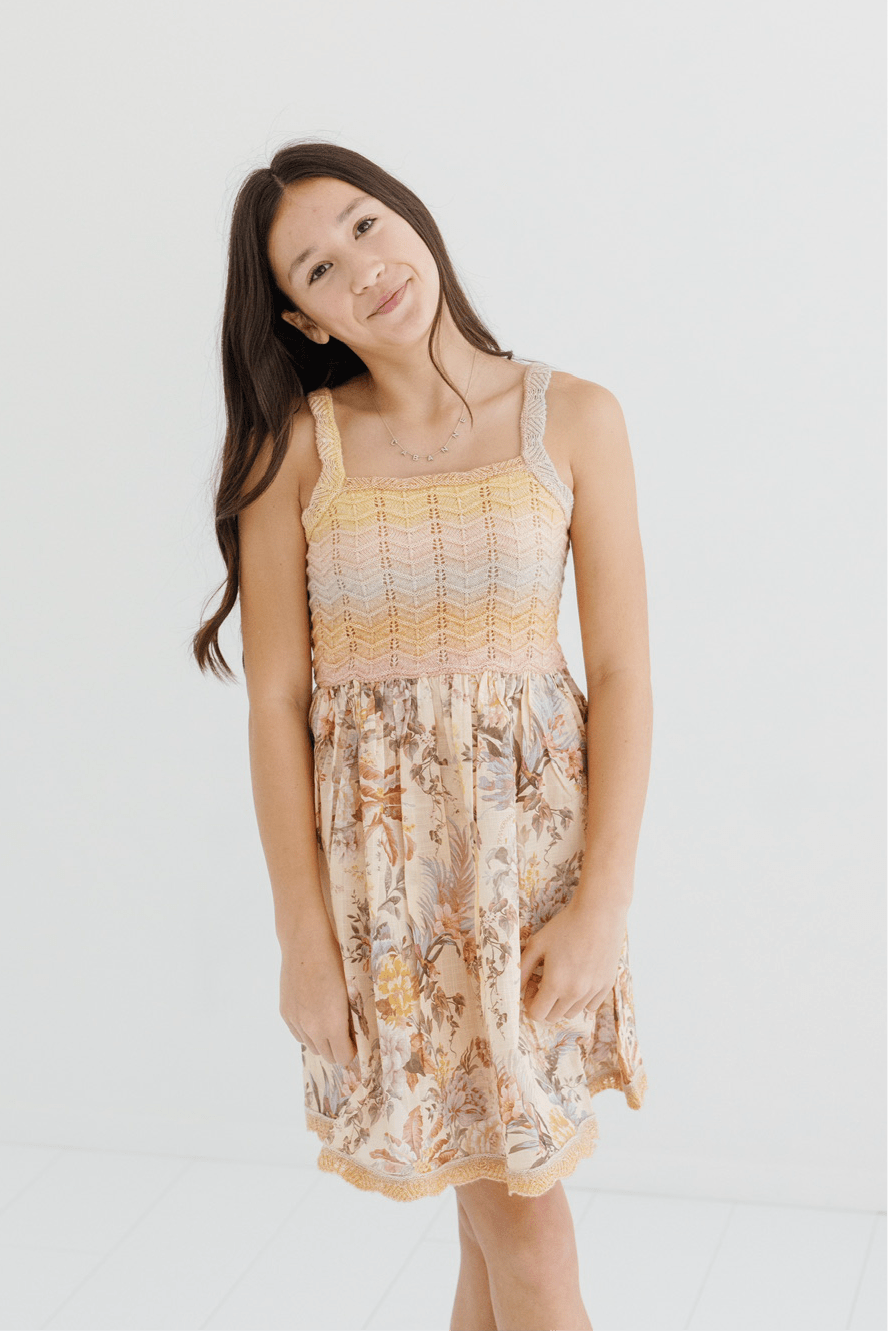 Tween Tallow Chevron Knit Dress - CAKEWISH