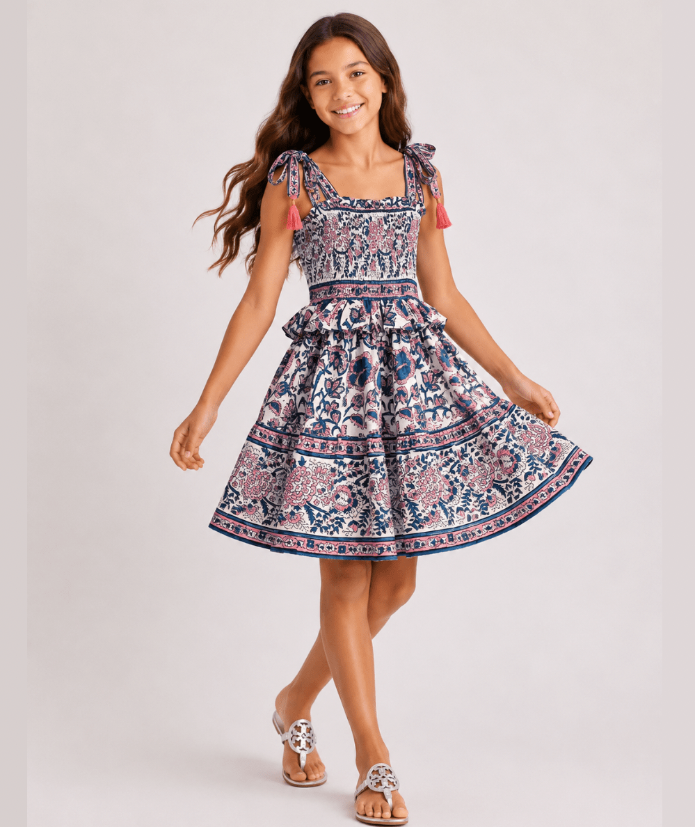 tween party dresses Girls' Mesh Layered Hem Tube Dress Elonnashop 5%Polyester Back Style Tween Girls 2025 Summer Dresses