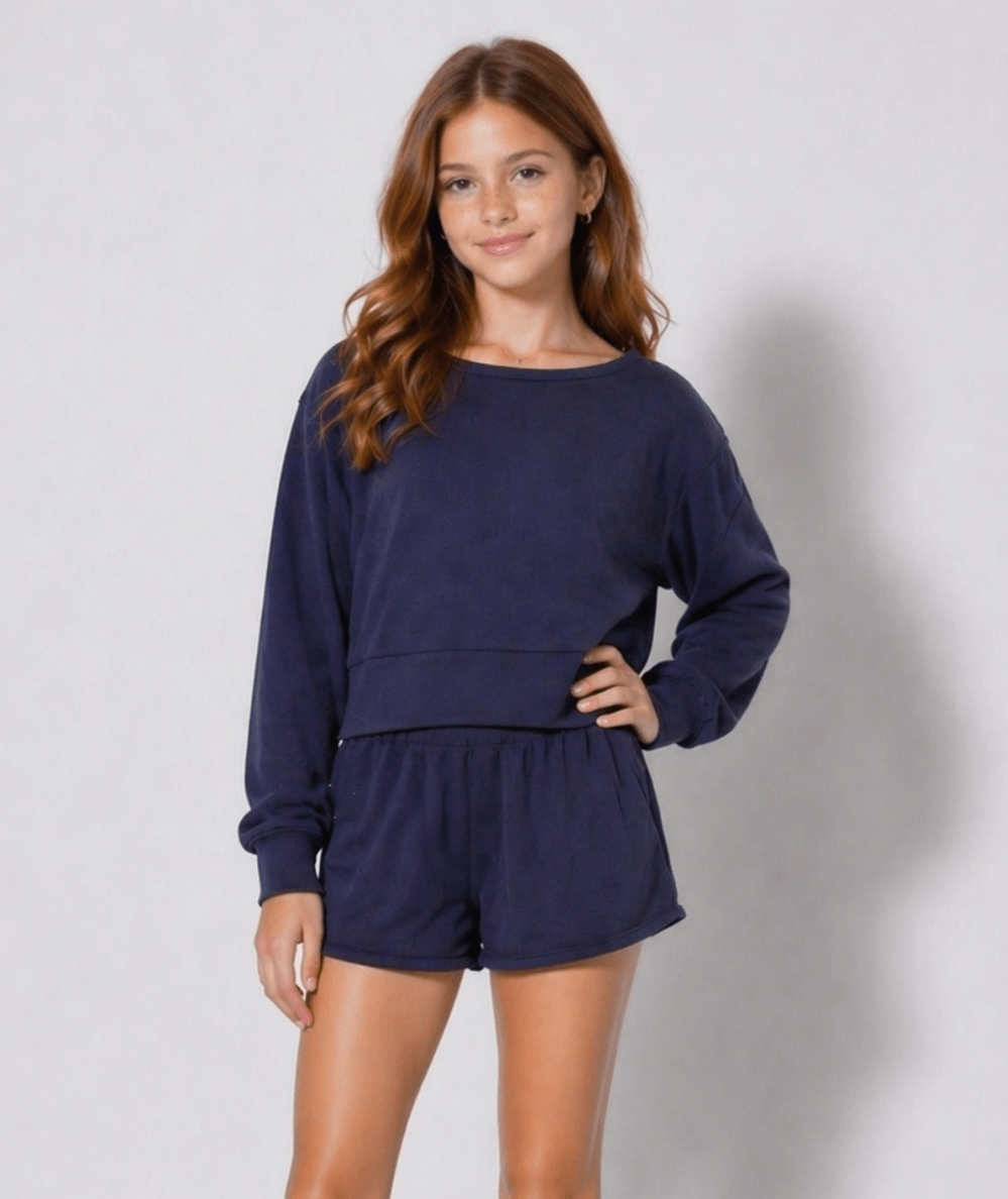 Tween Tristan Vintage Wide Neck Crop Sweatshirt - CAKEWISH