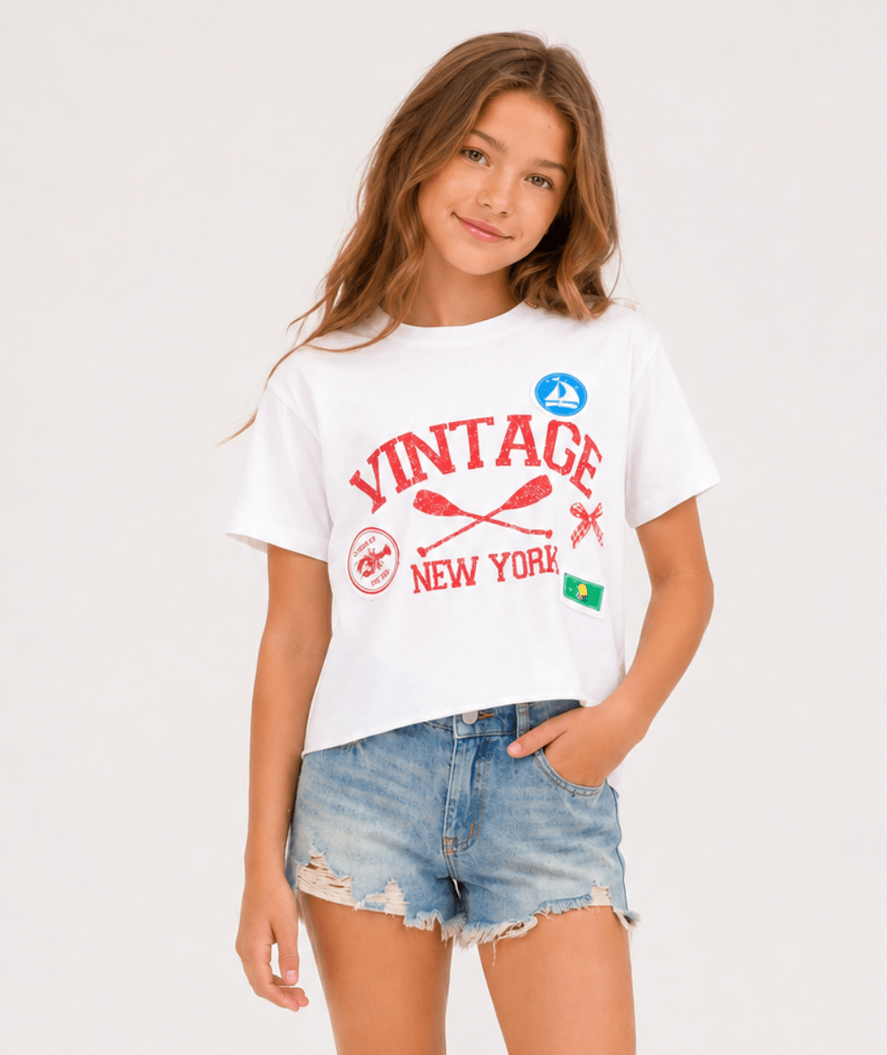 Tween Vintage Patch Tee - CAKEWISH