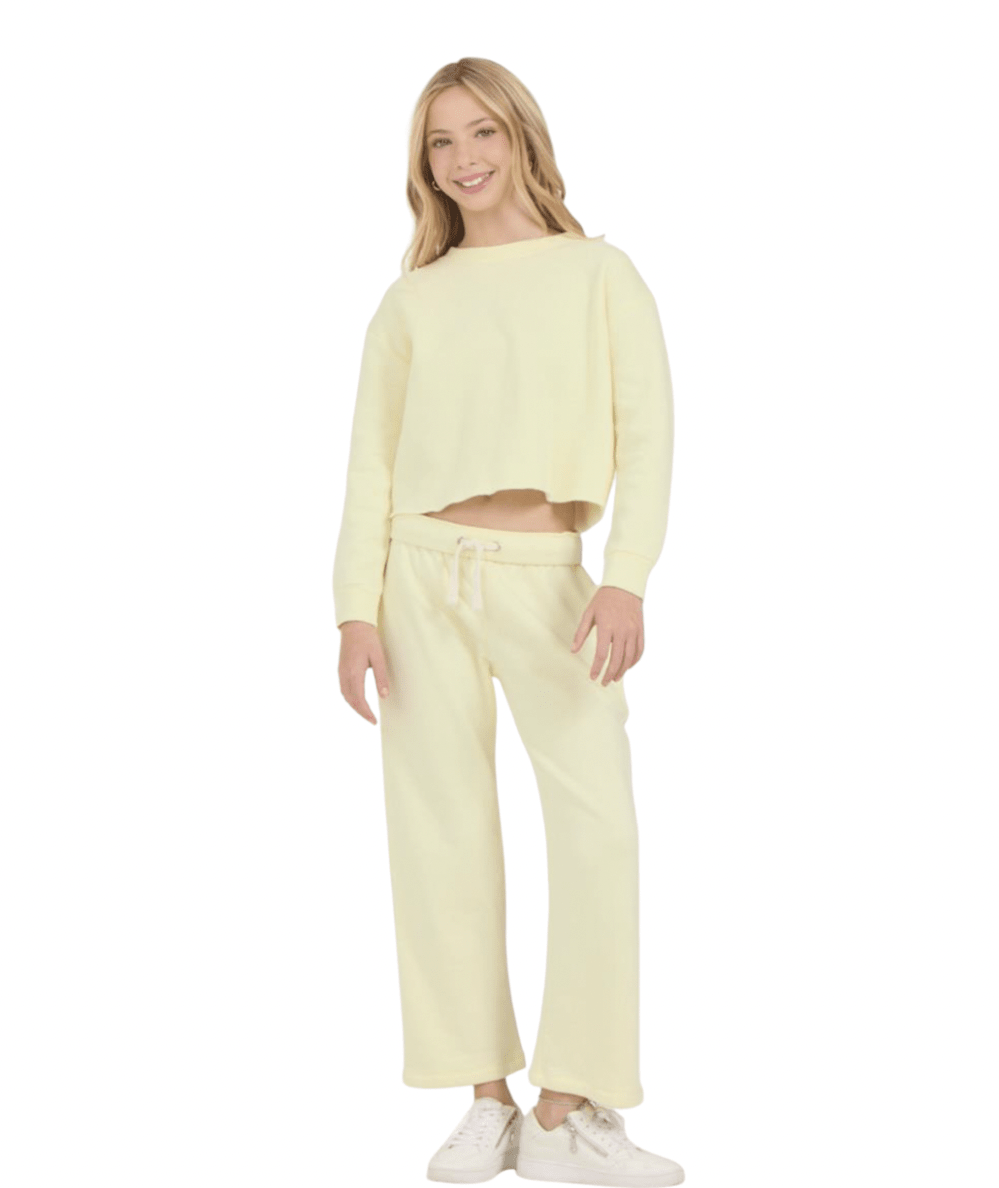 Tween Wide Leg Heart Pocket Sweatpants - CAKEWISH
