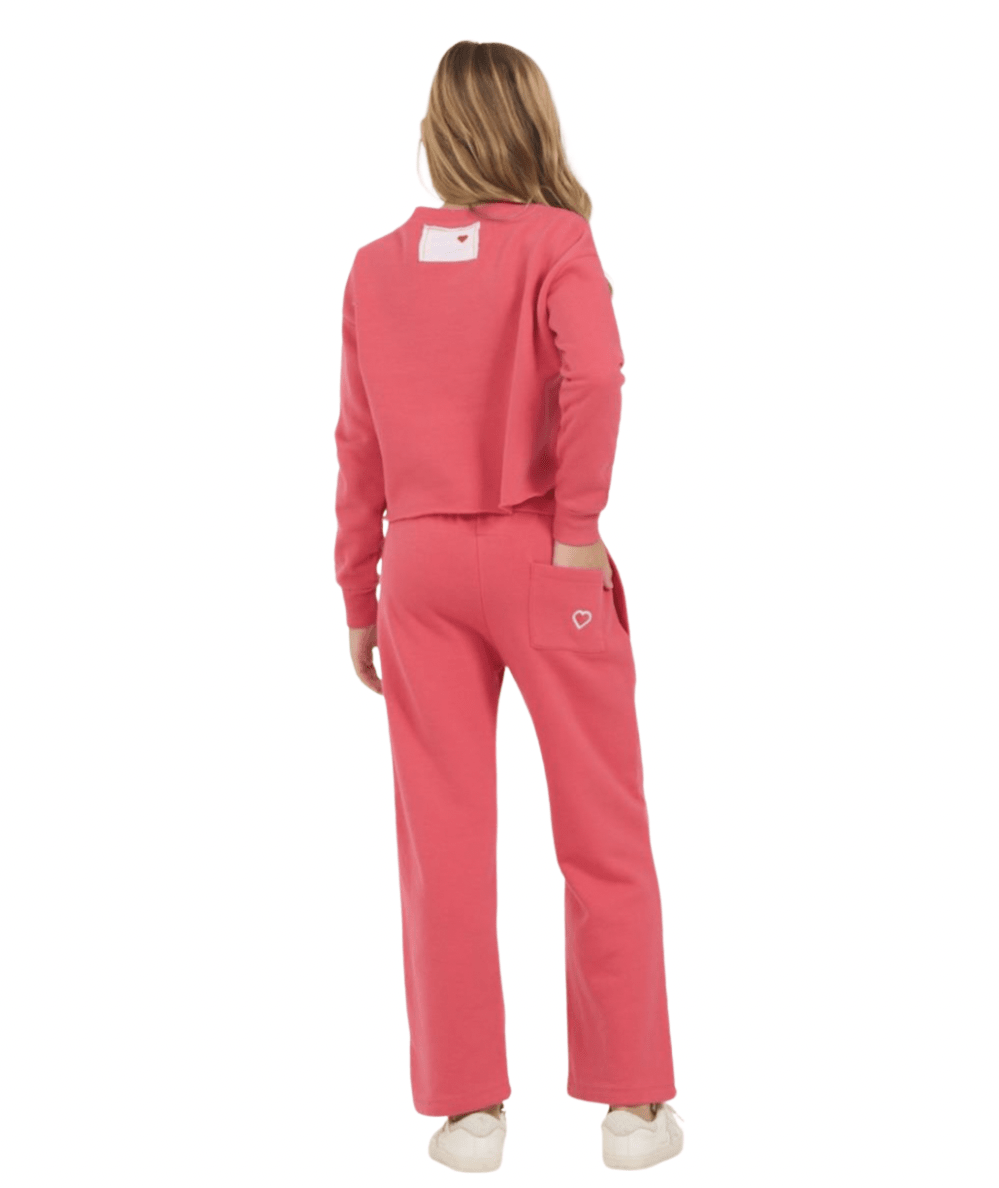 Tween Wide Leg Heart Pocket Sweatpants - CAKEWISH