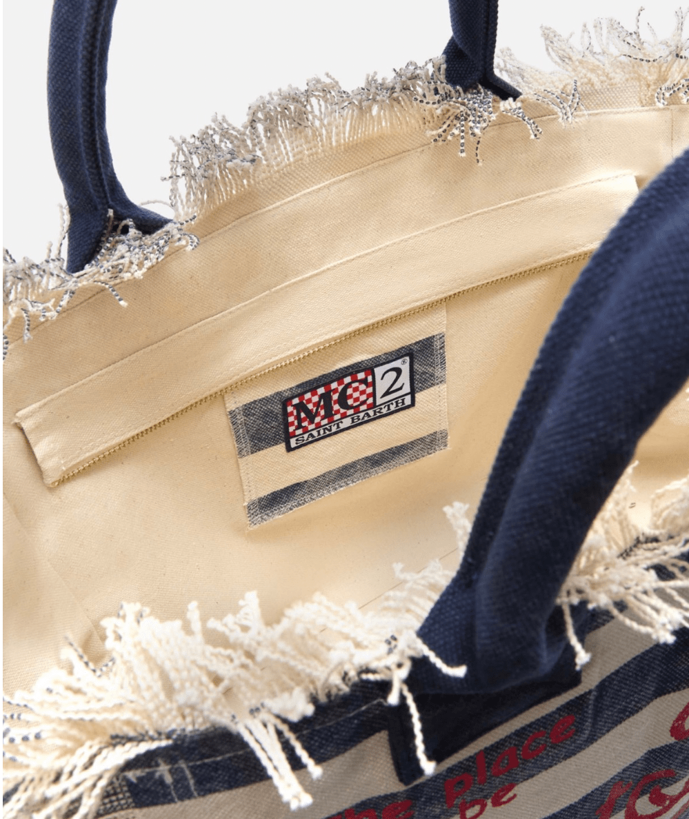 Vanity Blue Stripe Canvas Shoulder Bag - CAKEWISH