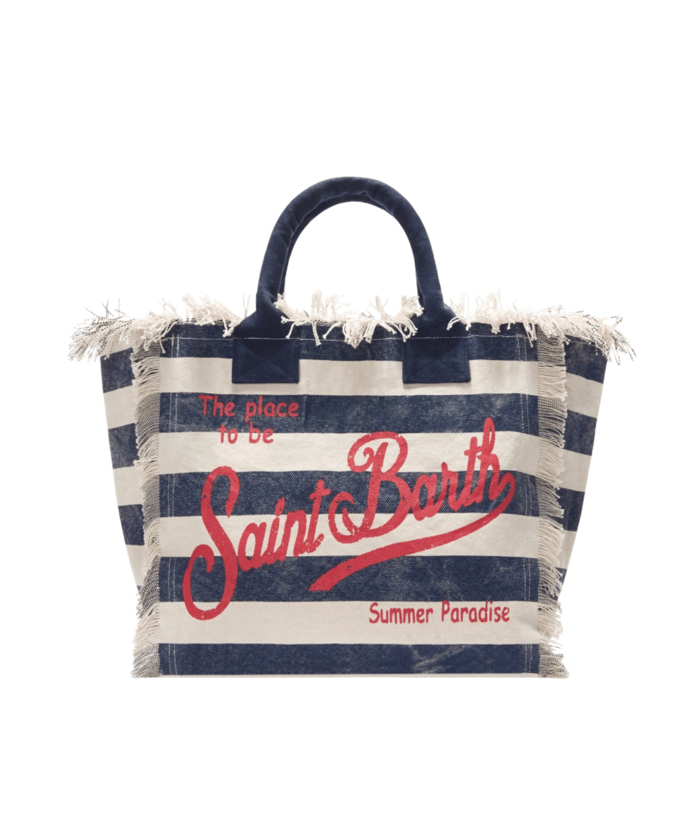 Vanity Blue Stripe Canvas Shoulder Bag - CAKEWISH