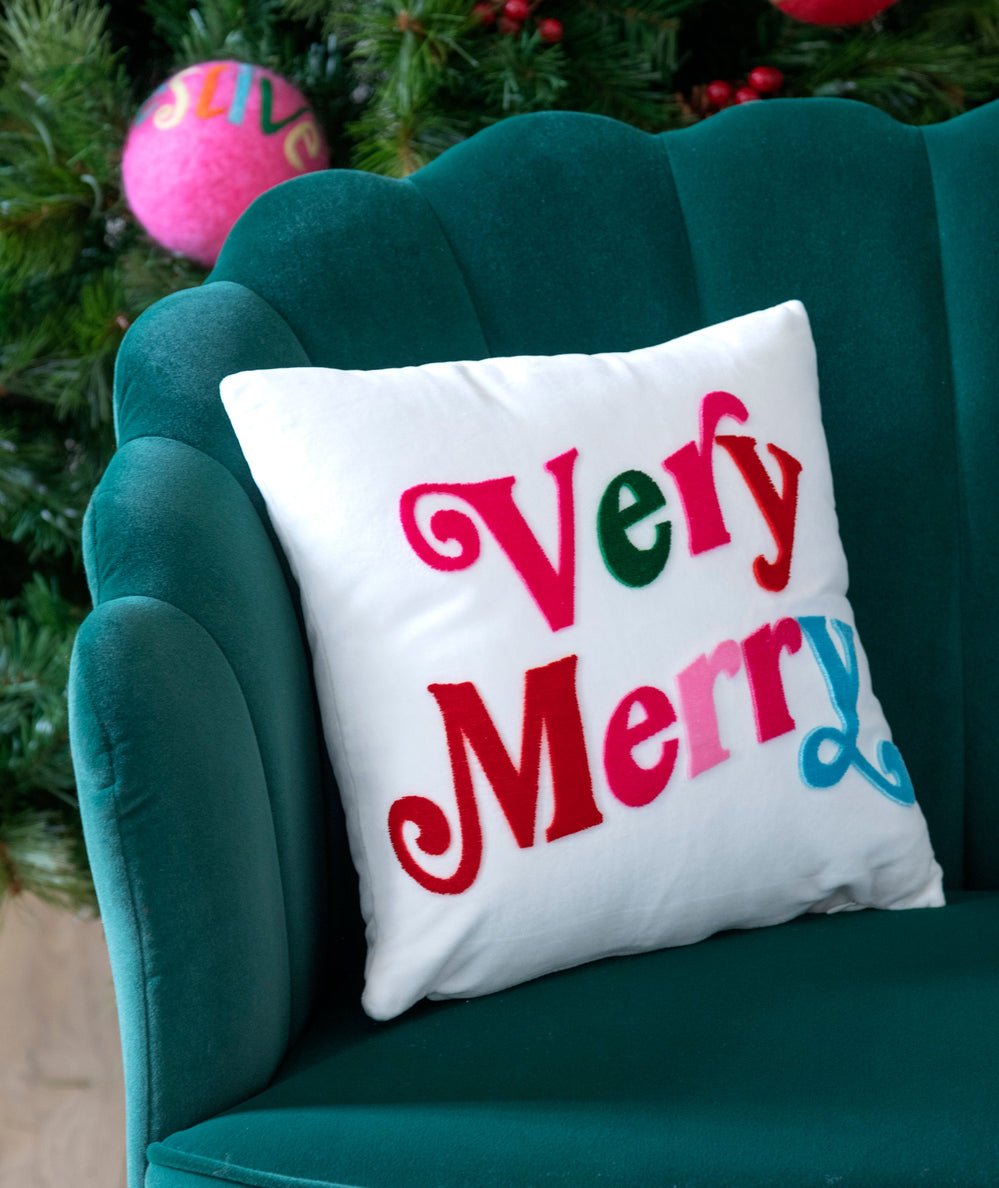 “Very Merry” Velvet Pillow - CAKEWISH