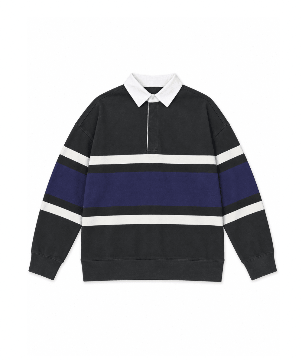 Vintage Havana Tween Heritage Stripe Long Sleeve Polo – Green & Blue - CAKEWISH
