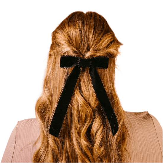 Vintage Velvet Black Hair Bow - CAKEWISH