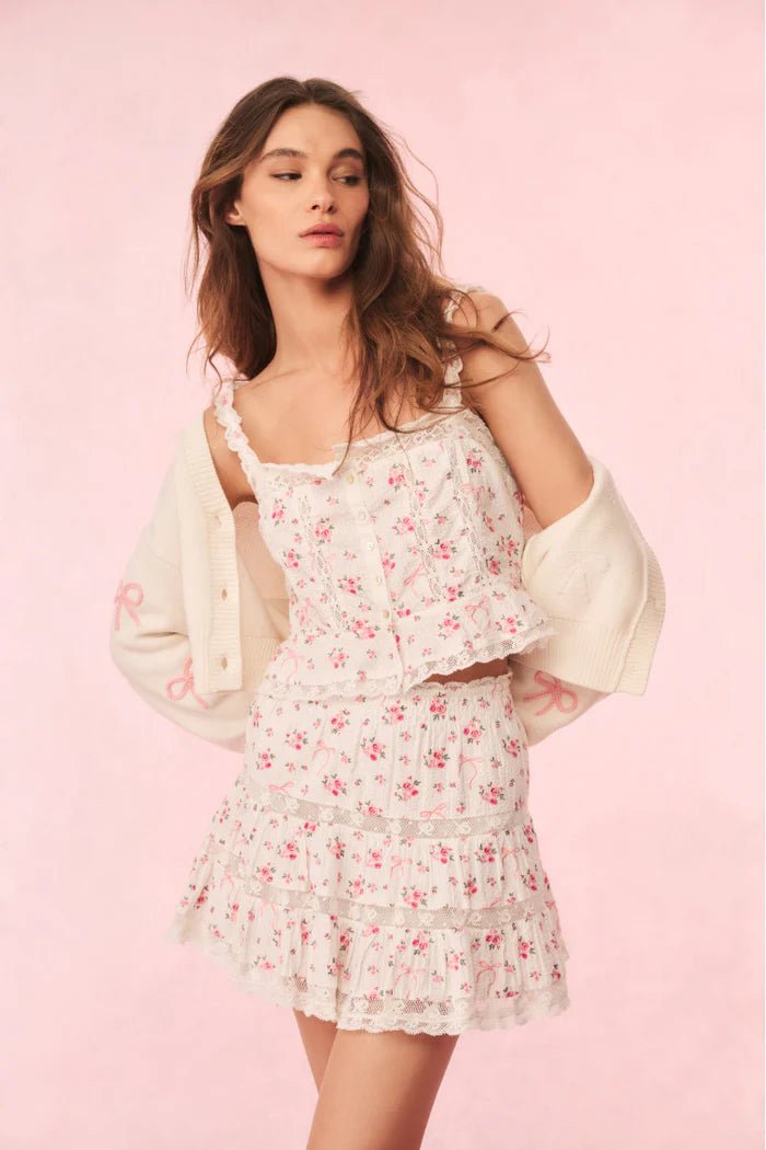 Viro Cotton Rose and Bow Mini Skirt - CAKEWISH