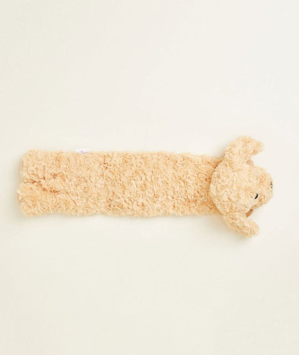 Full-length Warmies Golden Dog wrap laid flat, a cozy neck and shoulder plush - CAKEWISH.