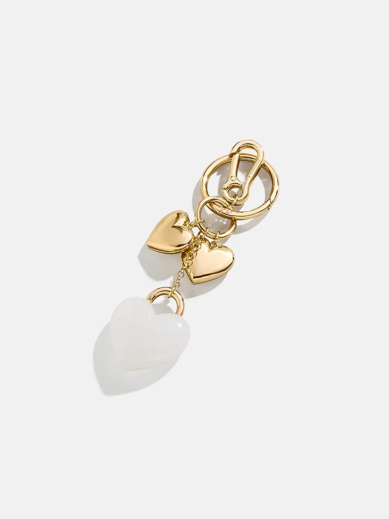 White/Gold Taking Heart Bag Charm - CAKEWISH