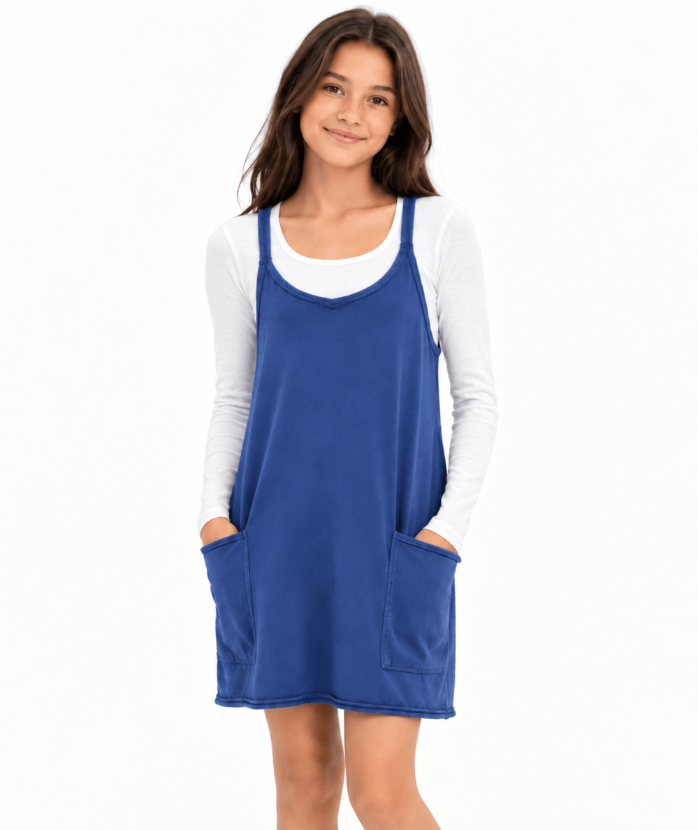 Women’s Hot Shot Mini Dress in True Navy by FP Movement with mini-length active dress with built-in shorts - CAKEWISH.