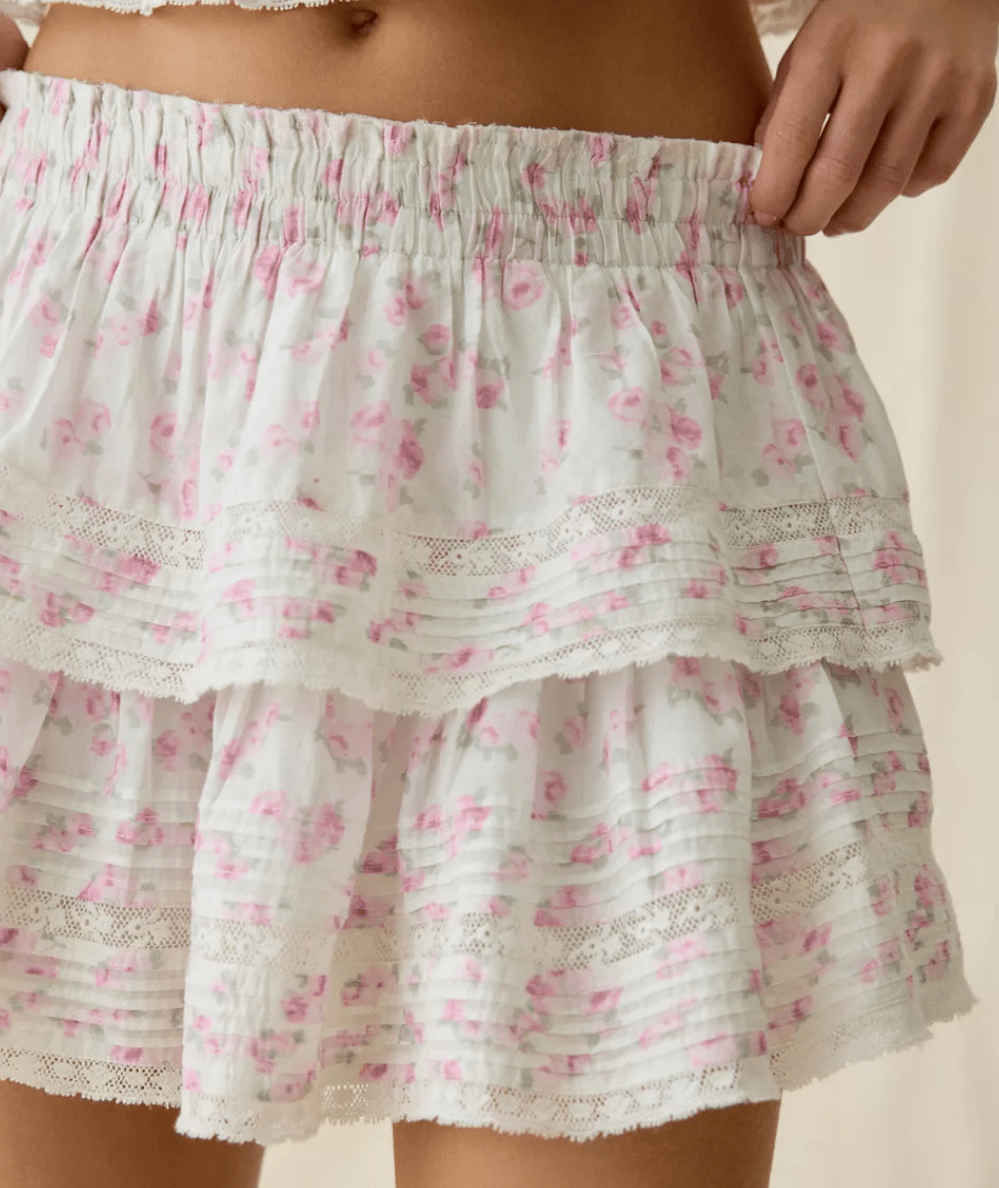 LoveShackFancy Women’s Cotton Ruffle Mini Skirt with soft tiers - CAKEWISH
