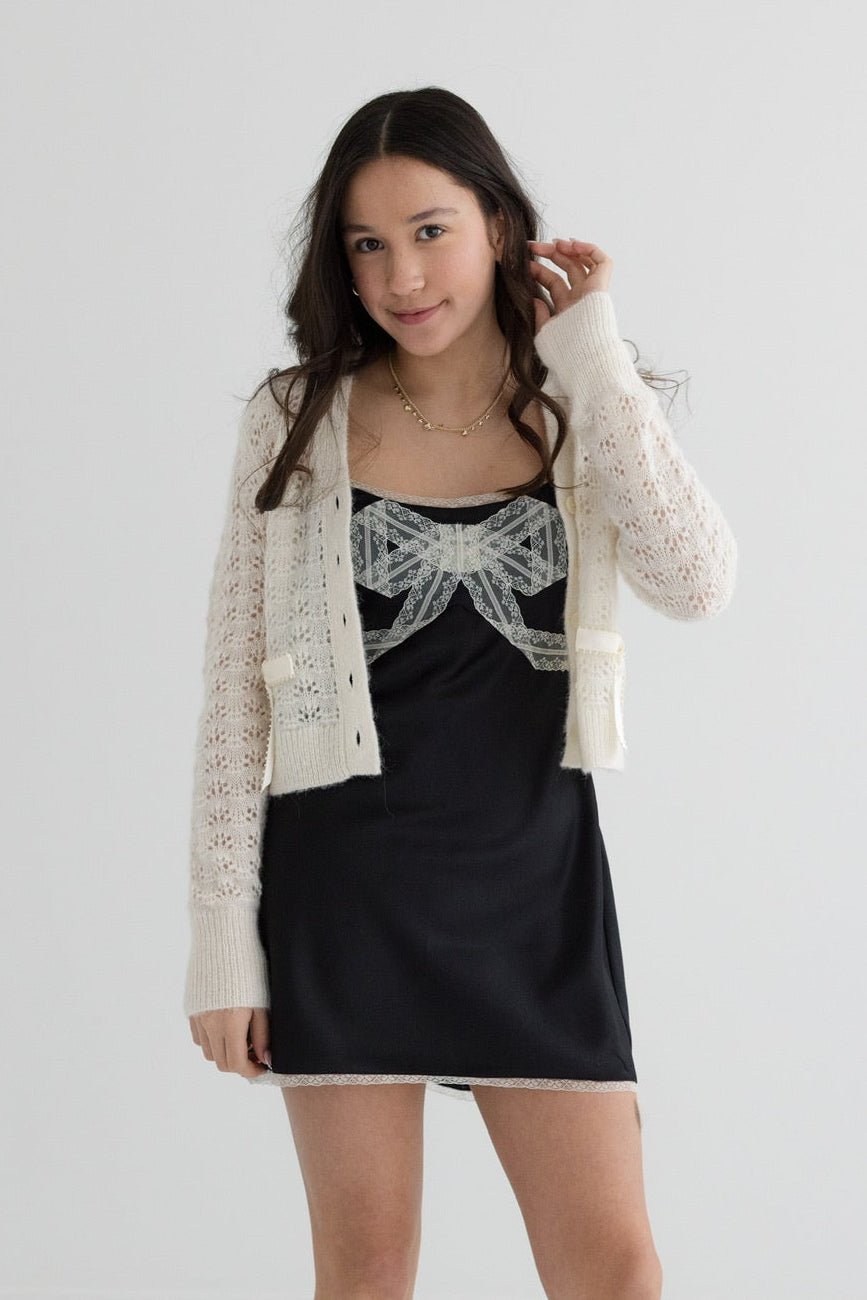 Women’s Mirelis Lace Bow Crepe Mini Dress - CAKEWISH