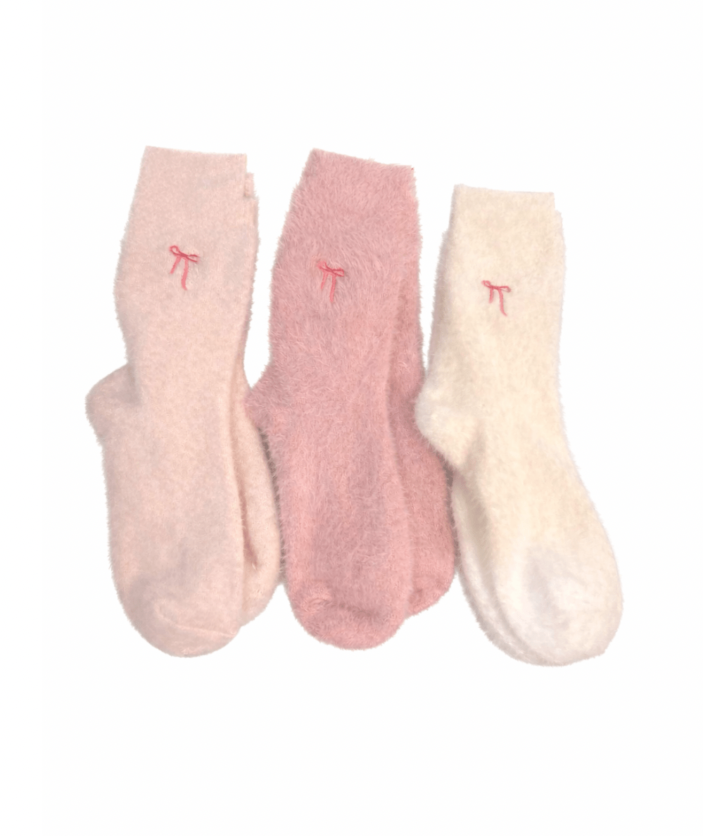 Women’s Plush Pink Bow Sock - CAKEWISH