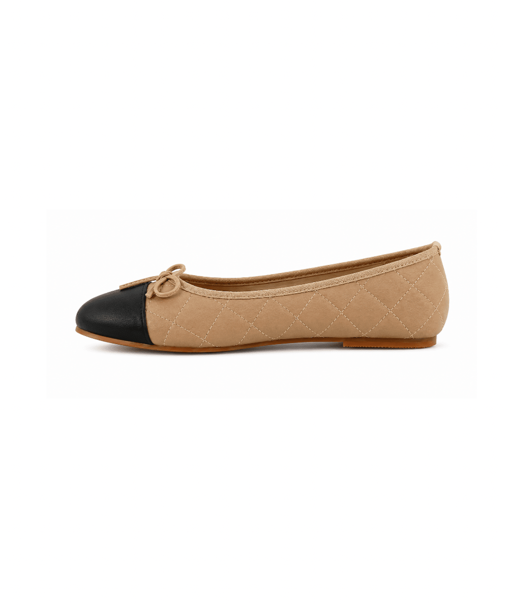 Youth Spence Black/Beige Ballet Flat - CAKEWISH