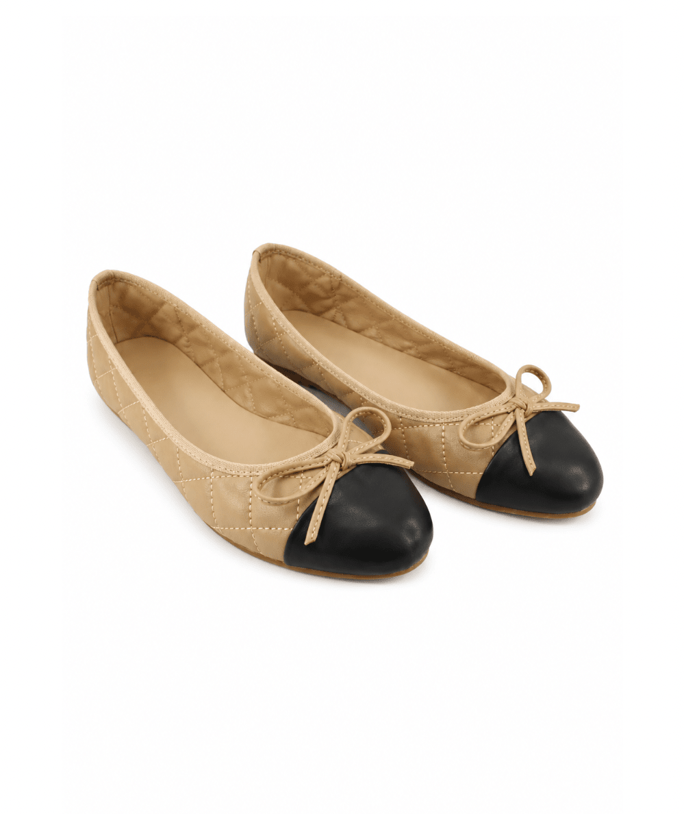 Youth Spence Black/Beige Ballet Flat - CAKEWISH